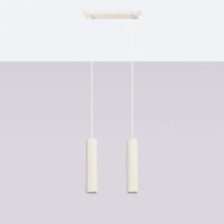 Sollux Hängelampe 2-flammig GU10 B: 30 cm schmal in Creme Modern< Hängelampen|Wohnzimmerlampen