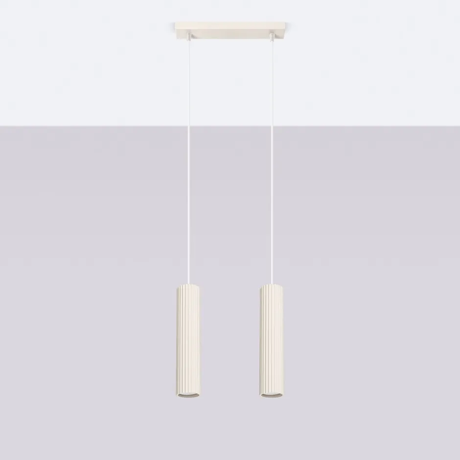 Sollux Hängelampe 2-flammig GU10 B: 30 cm schmal in Creme Modern< Hängelampen|Wohnzimmerlampen