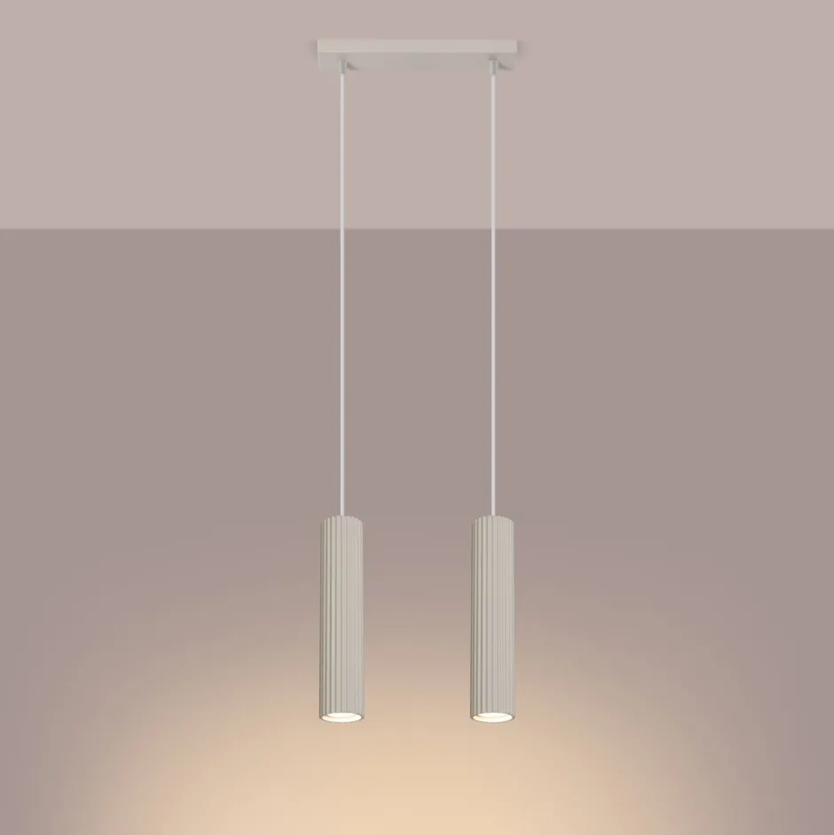 Sollux Hängelampe 2-flammig GU10 B: 30 cm schmal in Creme Modern< Hängelampen|Wohnzimmerlampen