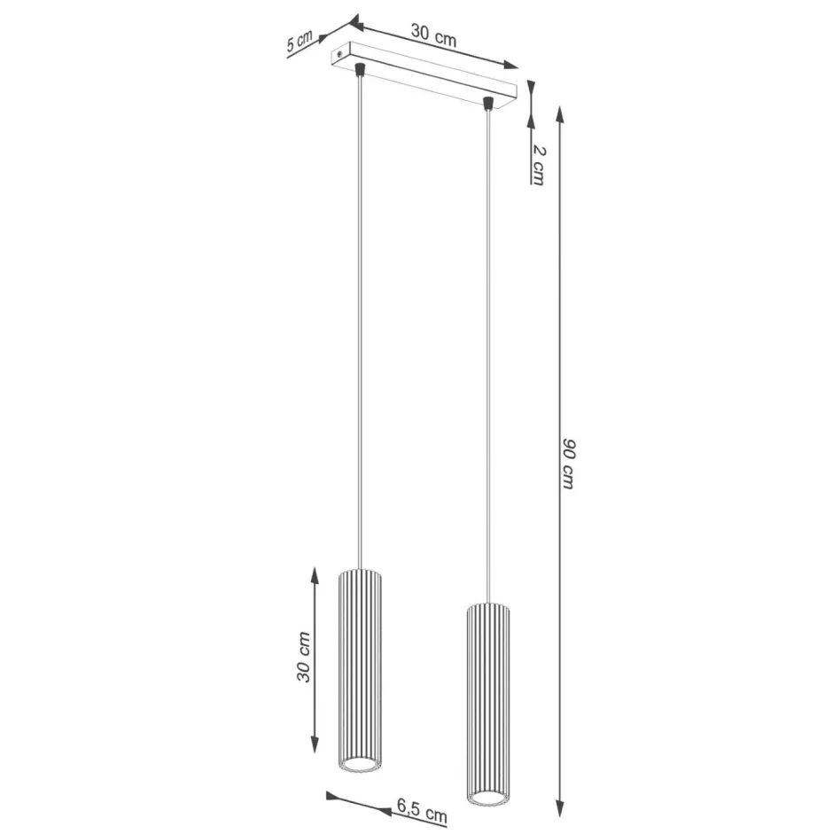 Sollux Hängelampe 2-flammig GU10 B: 30 cm schmal in Creme Modern< Hängelampen|Wohnzimmerlampen
