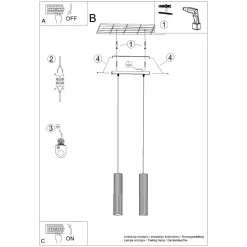 Sollux Hängelampe 2-flammig GU10 B: 30 cm schmal in Creme Modern< Hängelampen|Wohnzimmerlampen