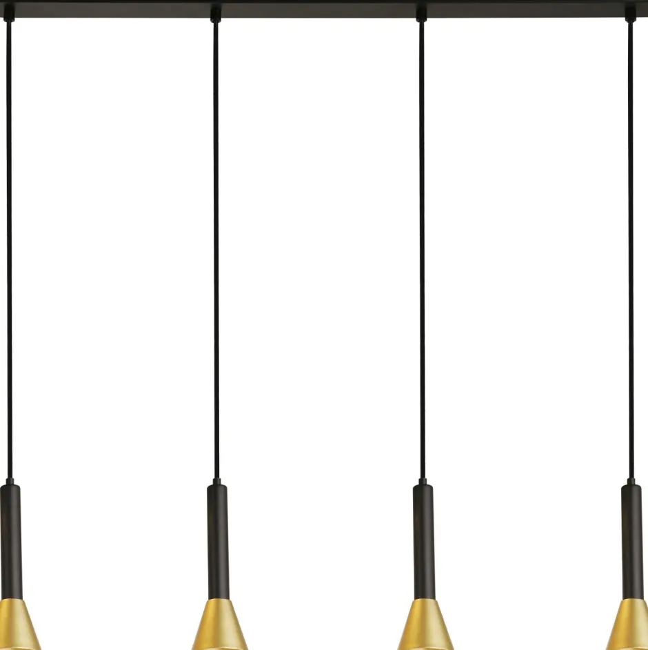 Hängelampen|Bürolampen*Searchlight Hängelampe 4-flammig in Schwarz Gold GU10 Metall Retro