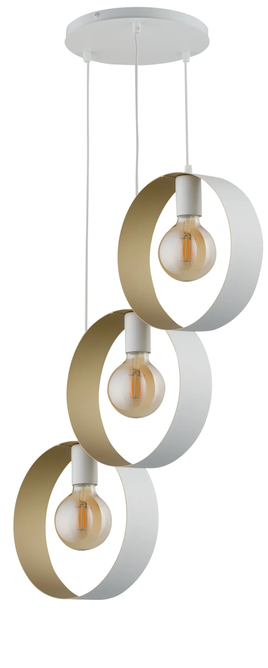 Sigma Hängelampe 3-flammig Metall Gold Weiß E27 dekorativ< Hängelampen|Moderne Lampen