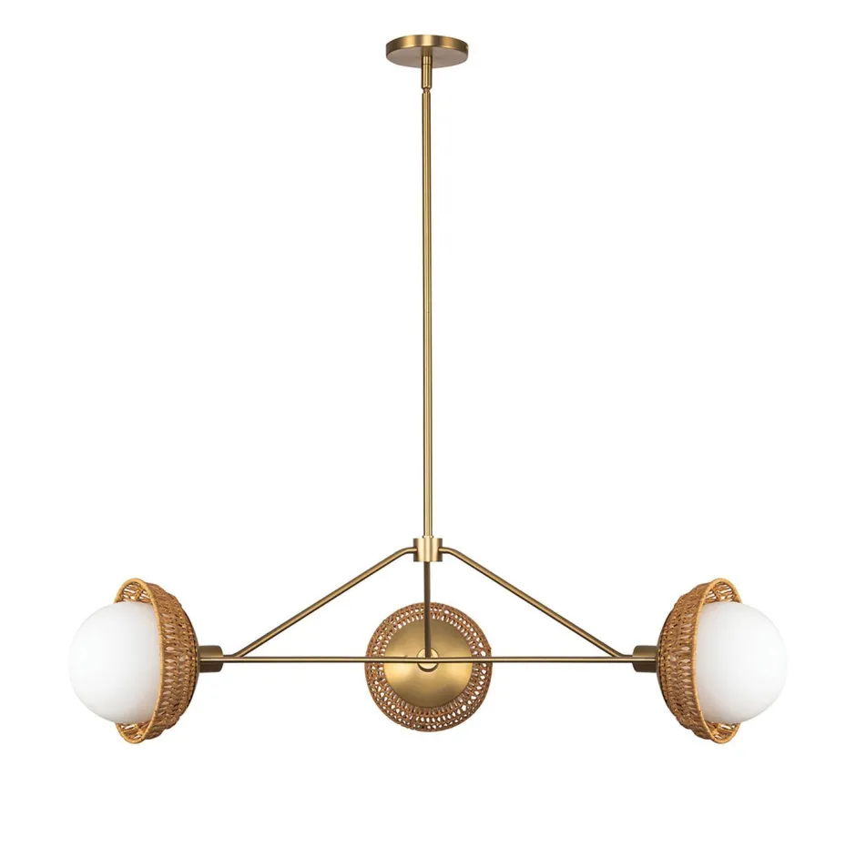 Elstead Hängelampe 3-flammig Metall Rattan Glas E14 B:101,4 cm< Hängelampen|Bürolampen