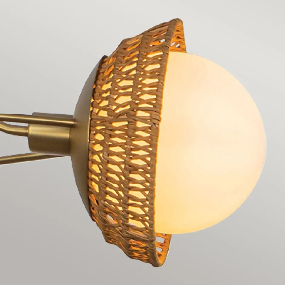 Elstead Hängelampe 3-flammig Metall Rattan Glas E14 B:101,4 cm< Hängelampen|Bürolampen