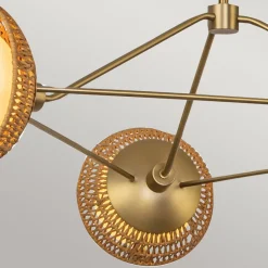 Elstead Hängelampe 3-flammig Metall Rattan Glas E14 B:101,4 cm< Hängelampen|Bürolampen