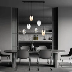 Emibig Hängelampe 6-flammig Rauchglas 70 cm breit CARLU< Bürolampen|Küchenlampen