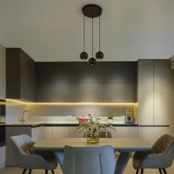 Wohnzimmerlampen|Retro Lampen*Searchlight Hängelampe 3-flammig Schwarz GU10 Ø 39 cm Metall