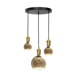 Bürolampen|Lampen Aus Aller Welt*Giovanni Battista Hängelampe 3-flammig Schwarz Messing Eisen Ø 40 cm für E27