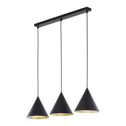 Hängelampen|Esszimmer Lampen*TK Lighting Hängelampe 3-flammig Schwarz L: 75 cm E27 Retro Metall