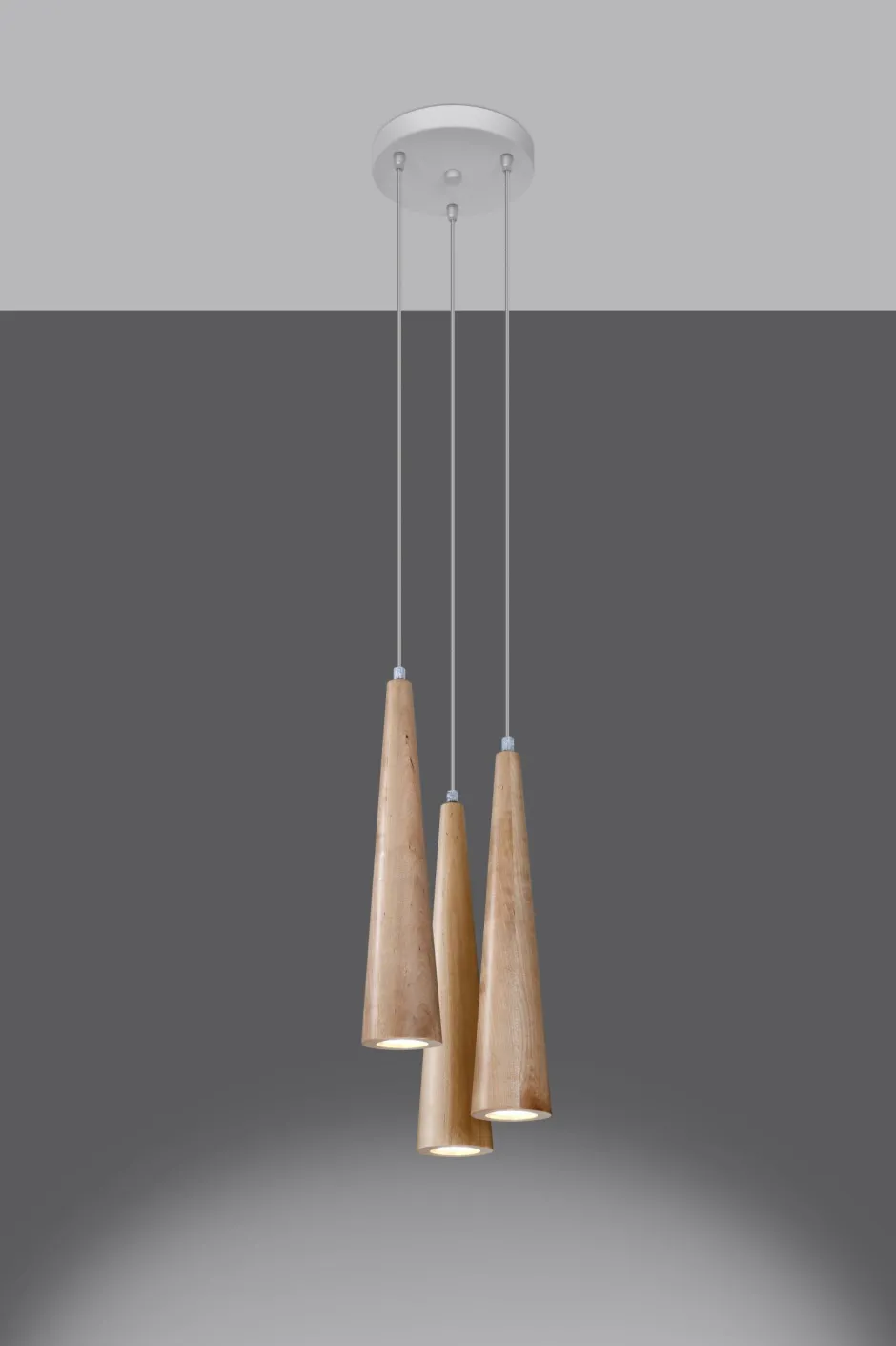 Sollux Hängelampe 3-flammig Skandinavisch Holz Schirm GU10< Hängelampen|Esszimmer Lampen