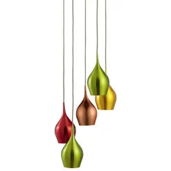 Hängelampen|Bürolampen*Searchlight Hängelampe Glas Ø 30 cm H: max. 1,6 m 5-flammig E14 Bunt