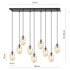 Hängelampen|Bürolampen*Emibig Hängelampe Glas groß 9-flammig in Bernstein Schwarz E14