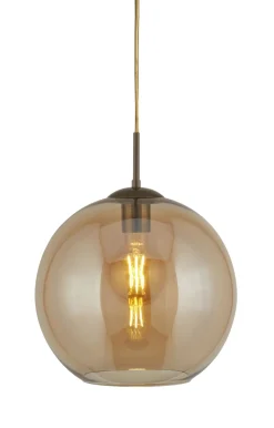 Searchlight Hängelampe Glas in Bernstein Messing Antik E27 Ø 25 cm< Hängelampen|Esszimmer Lampen