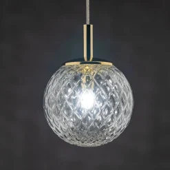 TK Lighting Hängelampe Glas Kugelschirm Ø 14 cm rund in Gold G9< Hängelampen|Esszimmer Lampen