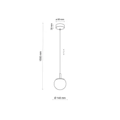 TK Lighting Hängelampe Glas Kugelschirm Ø 14 cm rund in Gold G9< Hängelampen|Esszimmer Lampen
