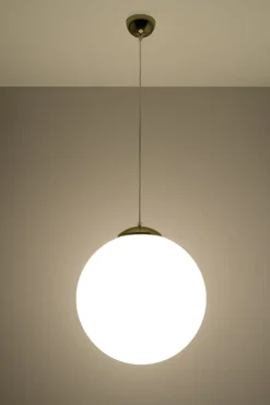 Sollux Hängelampe Glas Kugelschirm Ø 40 cm Weiß Gold E27< Hängelampen|Wohnzimmerlampen