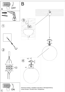 Sollux Hängelampe Glas Kugelschirm Ø 40 cm Weiß Gold E27< Hängelampen|Wohnzimmerlampen