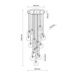 TK Lighting Hängelampe Glas Metall Ø 52 cm H: max. 145 cm in Schwarz Gold< Hängelampen|Esszimmer Lampen