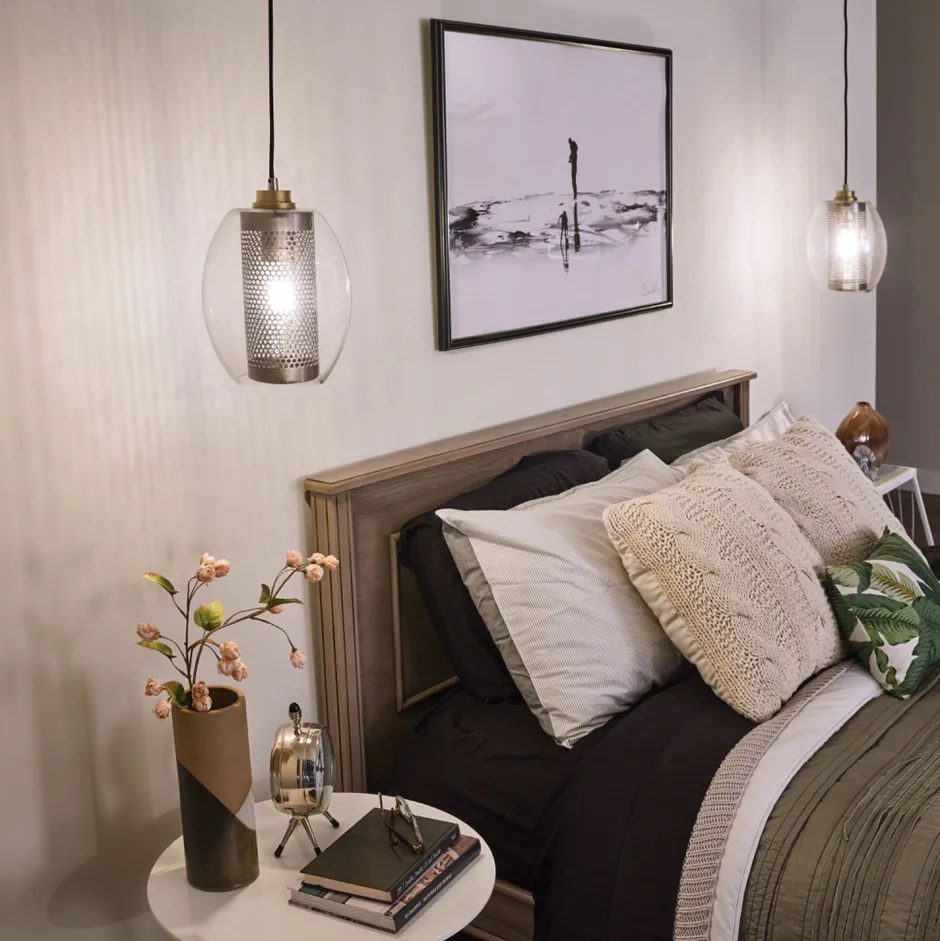 Elstead Hängelampe Glas Metall Ø 21,6 cm H: max. 307,9 cm rund< Hängelampen|Bürolampen