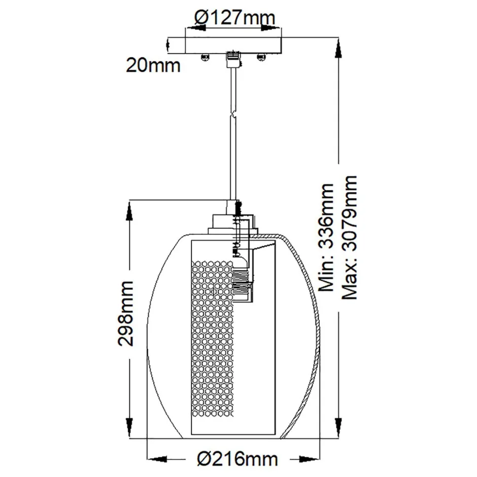 Elstead Hängelampe Glas Metall Ø 21,6 cm H: max. 307,9 cm rund< Hängelampen|Bürolampen