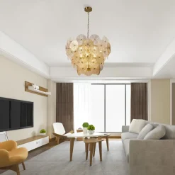 Searchlight Hängelampe Glas Metall Ø 64 cm 9x G9 Modern kunstvoll< Hängelampen|Wohnzimmerlampen