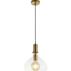 Searchlight Hängelampe Glas Metall Ø 25 cm in Messing Klar E27 Vintage< Hängelampen|Esszimmer Lampen