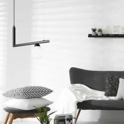 Küchenlampen|Kugellampen*Lamkur Hängelampe Glas Metall B: 48 cm Schwarz Weiß Kugelschirm