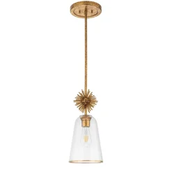 Hängelampen|Bürolampen*Elstead Hängelampe Glas Metall B: 18,4 cm E14 verstellbar Gold Antik