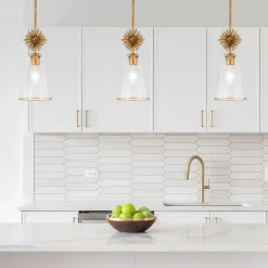 Hängelampen|Bürolampen*Elstead Hängelampe Glas Metall B: 18,4 cm E14 verstellbar Gold Antik