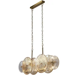 Hängelampen|Bürolampen*Searchlight Hängelampe Glas Metall B: 90 cm in Bronze Bernstein Klar