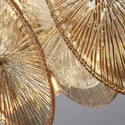 Hängelampen|Bürolampen*Searchlight Hängelampe Glas Metall B: 90 cm in Bronze Bernstein Klar