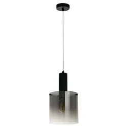 Searchlight Hängelampe Glas Metall D: 22 cm E27 Schwarz Rauchgrau< Wohnzimmerlampen|Glaslampen