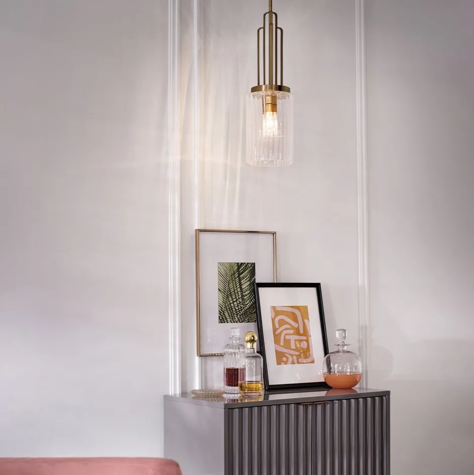 Elstead Hängelampe Glas Metall E27 17,8 cm breit Art Déco< Hängelampen|Bürolampen