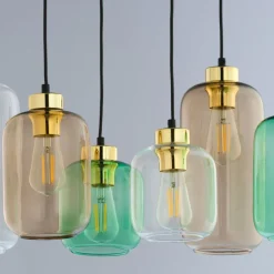 Jugendstil Lampen|Glaslampen*TK Lighting Hängelampe Glas Metall 6-flammig E27 Esszimmer