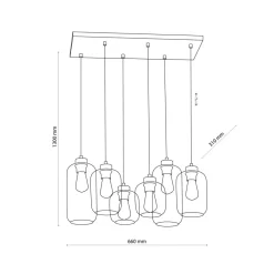 Jugendstil Lampen|Glaslampen*TK Lighting Hängelampe Glas Metall 6-flammig E27 Esszimmer