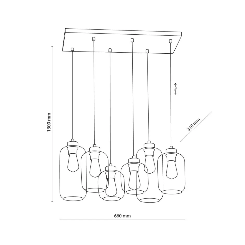 Jugendstil Lampen|Glaslampen*TK Lighting Hängelampe Glas Metall 6-flammig E27 Esszimmer