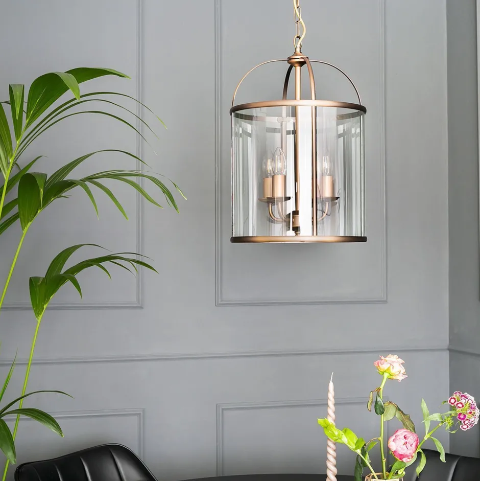 Hängelampen|Bürolampen*Steinhauer Hängelampe Glas Metall in Bronze B:31 cm E14 stilvoll