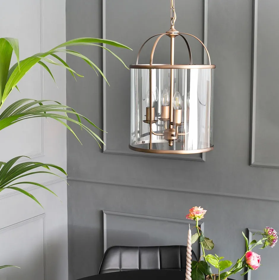 Hängelampen|Bürolampen*Steinhauer Hängelampe Glas Metall in Bronze B:31 cm E14 stilvoll