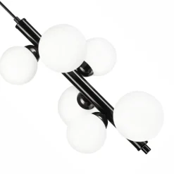 Schlafzimmer Lampen|Kugellampen*Lamkur Hängelampe Glas Metall Schwarz Weiß 6-flammig E27 Modern