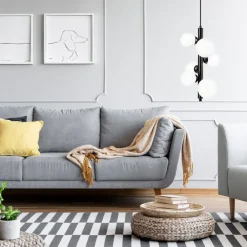 Schlafzimmer Lampen|Kugellampen*Lamkur Hängelampe Glas Metall Schwarz Weiß 6-flammig E27 Modern