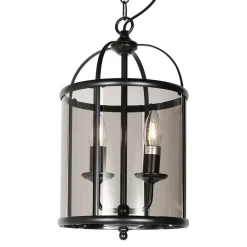 Hängelampen|Bürolampen*Steinhauer Hängelampe Glas Metall Schwarz Rauchgrau E14 elegant