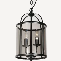 Hängelampen|Bürolampen*Steinhauer Hängelampe Glas Metall Schwarz Rauchgrau E14 elegant