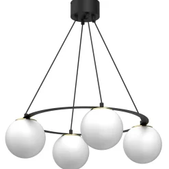 Luminex Hängelampe Glas Metall Schwarz Weiß Gold E27 blendarm< Hängelampen|Bürolampen