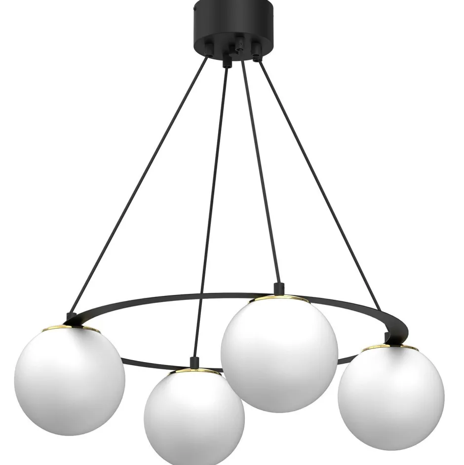 Luminex Hängelampe Glas Metall Schwarz Weiß Gold E27 blendarm< Hängelampen|Bürolampen