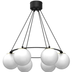 Hängelampen|Bürolampen*Luminex Hängelampe Glas Metall Schwarz Weiß Gold B:62 cm E27