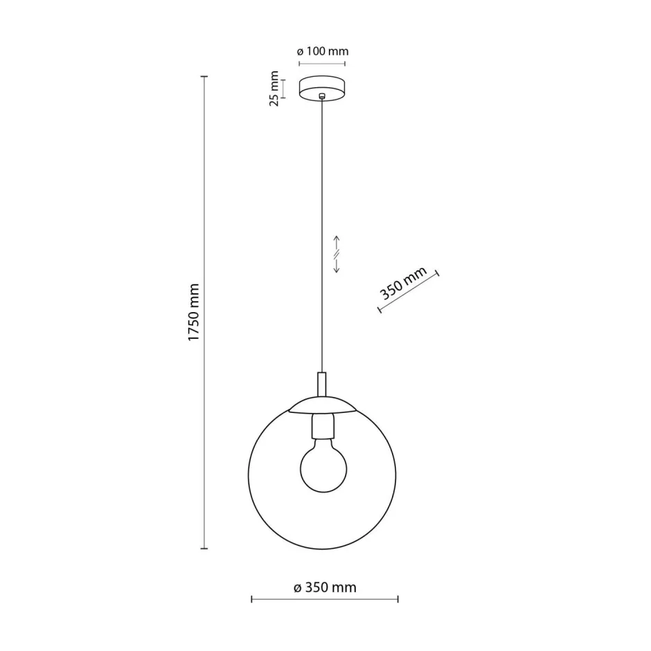 Hängelampen|Esszimmer Lampen*TK Lighting Hängelampe Glas rund Ø 35 cm H: max. 175 cm E27 Kugel Schirm