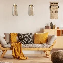 TK Lighting Hängelampe Glas Schirm Ø 14 cm Braun Gold E27< Hängelampen|Esszimmer Lampen