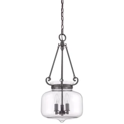 Elstead Hängelampe Glas Schirm Ø30,5cm Klar Bronze antik< Jugendstil Lampen|Glaslampen