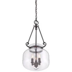 Elstead Hängelampe Glas Schirm Ø30,5cm Klar Bronze antik< Jugendstil Lampen|Glaslampen